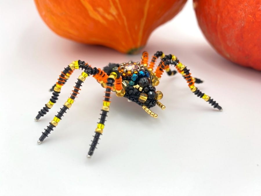 Handmade beaded brooch in the shape of a spider