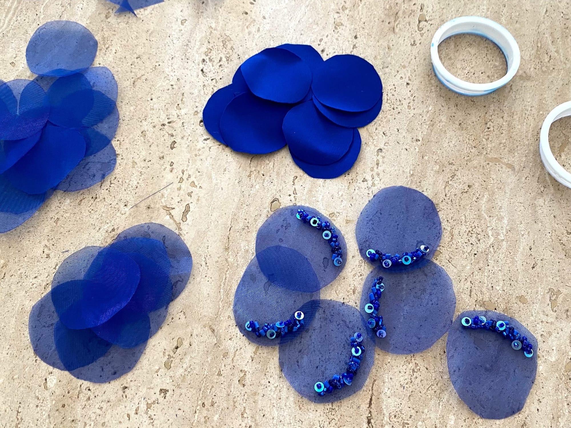 Here are all the petals I made to craft three pairs of the earrings.