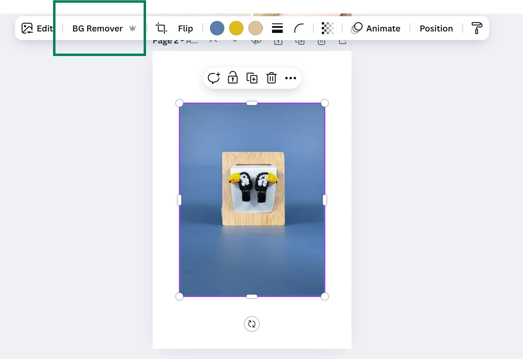 Canva interface: BG Remover