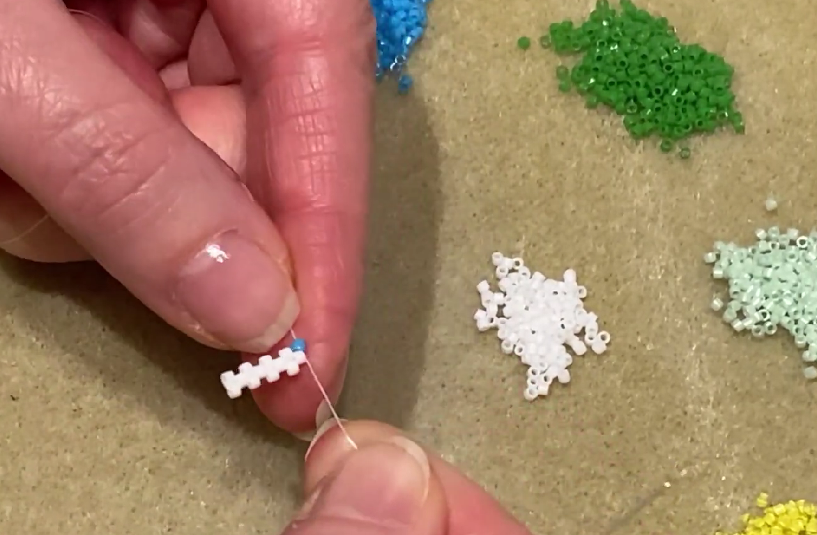 First three rows of Peyote stitch bracelet